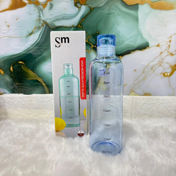 A07261 Time Marker Water Bottle with Hourly Goal Reminders and Screw Cap