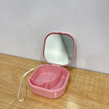 A07174 Portable Denture & Aligner Jewellery Storage Box with Built-in Mirror and Lanyard