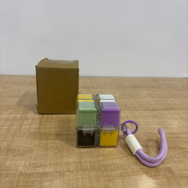 A07177 Portable Rubik's Cube Style Multi-Grid Pill Box with Lanyard
