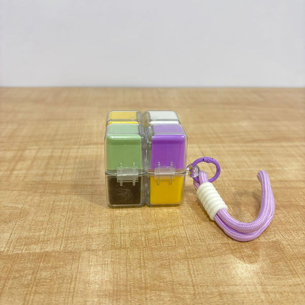 A07177 Portable Rubik's Cube Style Multi-Grid Pill Box with Lanyard