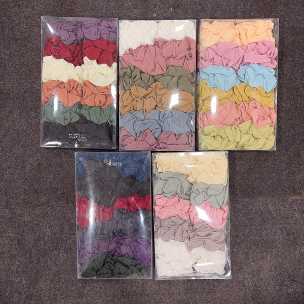 A07419 Premium Crinkle Fabric Elastic Scrunchie - Mix Design