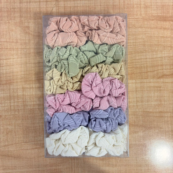 A07420 Pastel Textured Hair Scrunchie - Mix Design