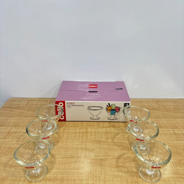 A07432 Cello Paris Glassware Glass Ice Cream Bowl Set - 160 ml, Clear (Set of 6)