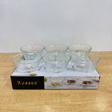 A07434 Karbon 6-Piece Transparent Textured Glass Bowl Set (145 ml)