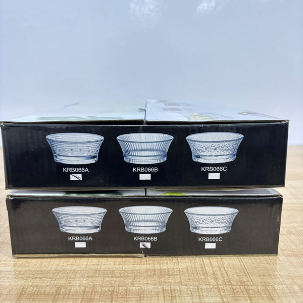 A07434 Karbon 6-Piece Transparent Textured Glass Bowl Set (145 ml)