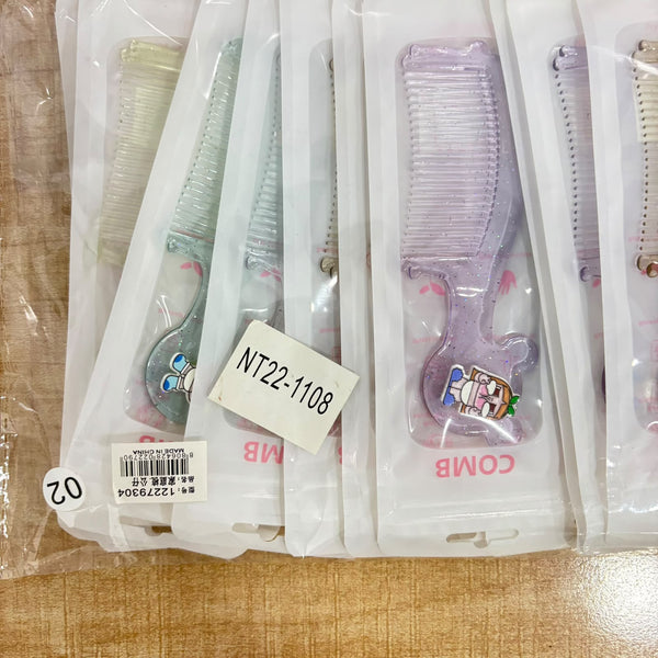 A07439 Cute Cartoon Printed Glitter Hair Comb for Girls & Kids