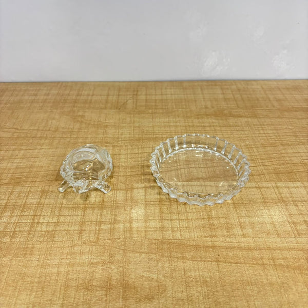 A07404 Decorative Clear Glass Crystal Tortoise Turtle with Glass Saucer Plate Set