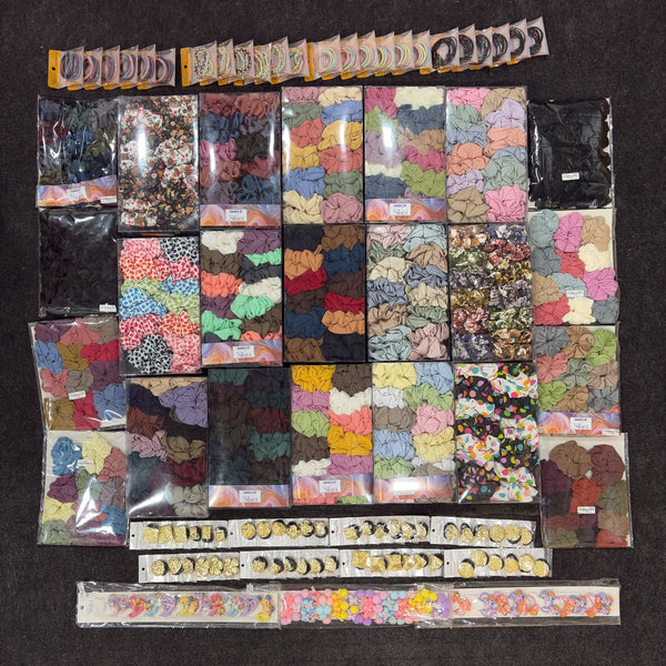A07456 Multicolor Fabric Rubber Band for Women - Mix Design