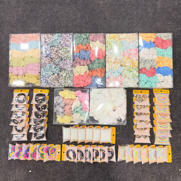 A07457 Soft Fabrics and Elastic Hair Rubber Band - Mix Design