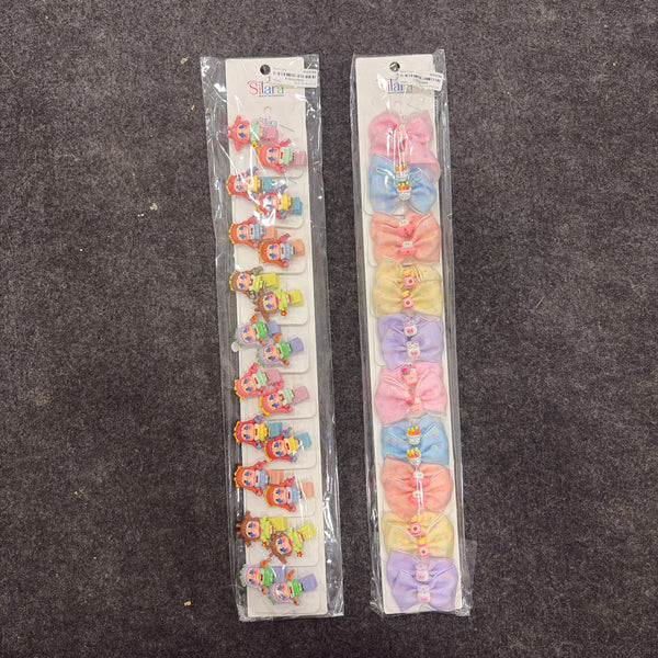 A07461 Fancy Cartoon Characters & Fabric Ribbon Bow Hair Clip - Mix Design