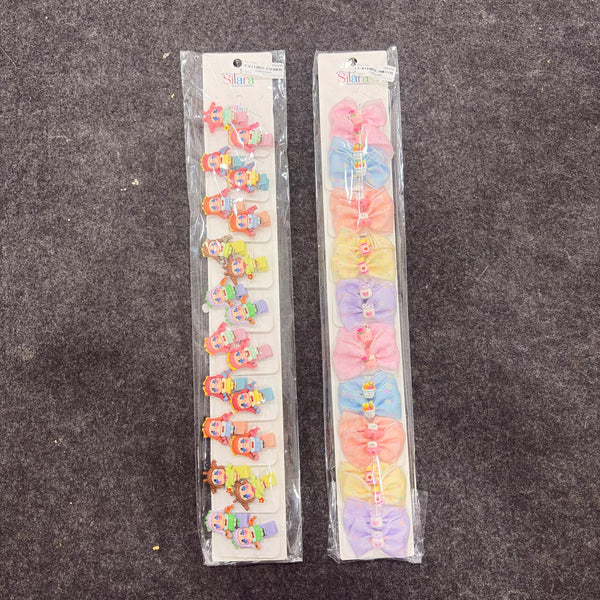A07461 Fancy Cartoon Characters & Fabric Ribbon Bow Hair Clip - Mix Design
