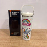 A07451 Unicorn Print Stainless Steel Tumbler Bottle with Flip Lid & Handle