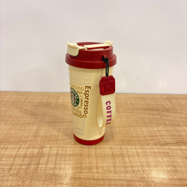 A07453 Stainless Steel Starbucks Printed Thermal Coffee Tumbler Mug with Carrying Strap