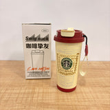 A07453 Stainless Steel Starbucks Printed Thermal Coffee Tumbler Mug with Carrying Strap