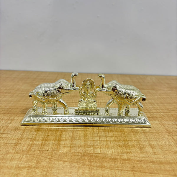 A07467 Elephant Design Dual Kumkum Box with Ganesha Idol