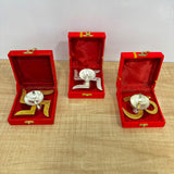 A07468 Silver Plated Swastik & Om Brass Diya Set with Red Velvet Gift Box