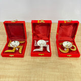 A07468 Silver Plated Swastik & Om Brass Diya Set with Red Velvet Gift Box