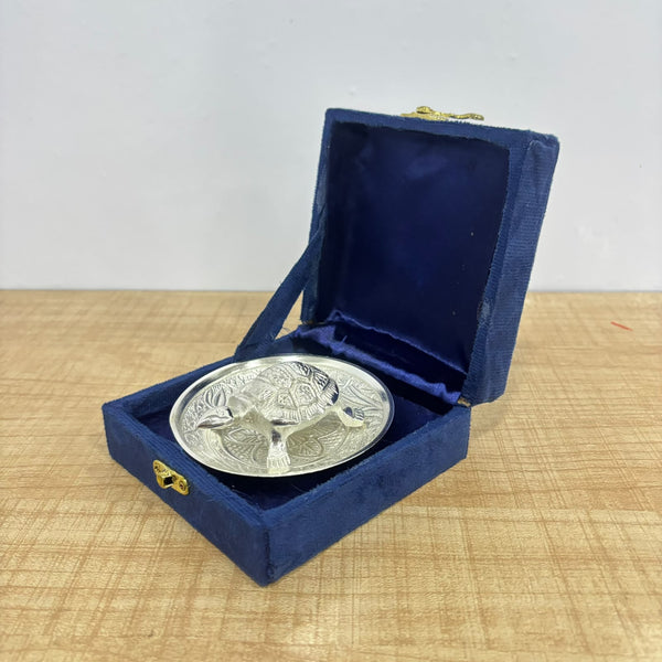 A07470 Silver Plated Tortoise with Engraved Plate in Velvet Gift Box