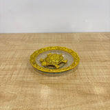 A07483 Golden Metal Tortoise with Decorative Glass Plate