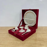 A07479 Silver Plated Pooja Thali Set with Velvet Gift Box (7 Pieces)