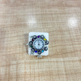 A07510 Oxidised Silver Multicolor Stone Finger Ring Watch for Women
