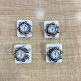 A07510 Oxidised Silver Multicolor Stone Finger Ring Watch for Women