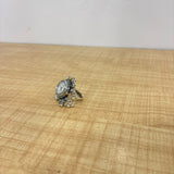 A07510 Oxidised Silver Multicolor Stone Finger Ring Watch for Women