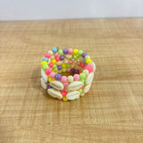 A07512 Multicolor Beaded Spiral Wrap Bracelet with Cowrie Shell Accent