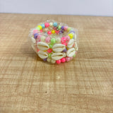 A07512 Multicolor Beaded Spiral Wrap Bracelet with Cowrie Shell Accent