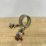 A07520 Oxidised Silver 5-Line Jhumka Kada Bangle
