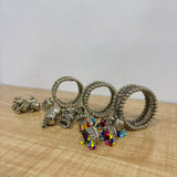 A07520 Oxidised Silver 5-Line Jhumka Kada Bangle