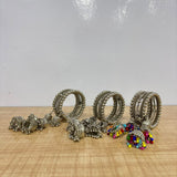 A07520 Oxidised Silver 5-Line Jhumka Kada Bangle