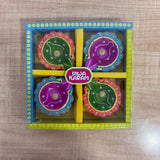 A07537 Handcrafted 4-Piece Decorative Clay Diya Set for Festivals & Home Decor