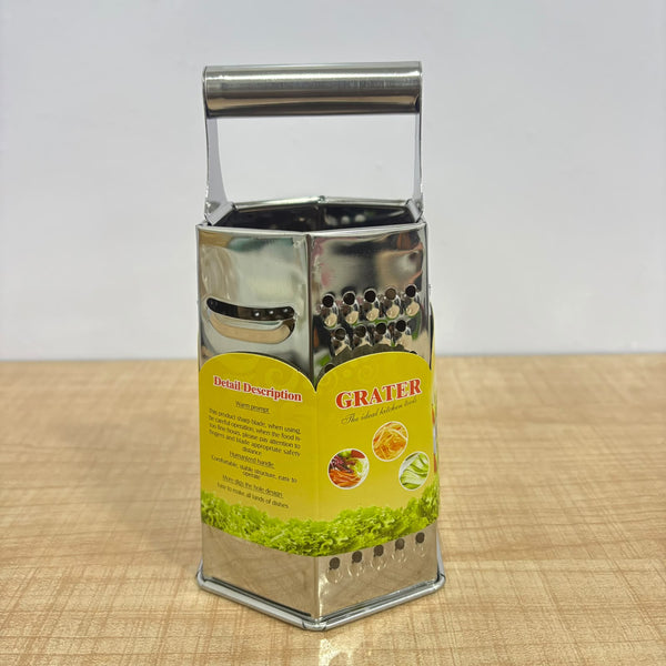 A07551 Stainless Steel 6-Side Hexagonal Box Grater & Slicer with Ergonomic Handle