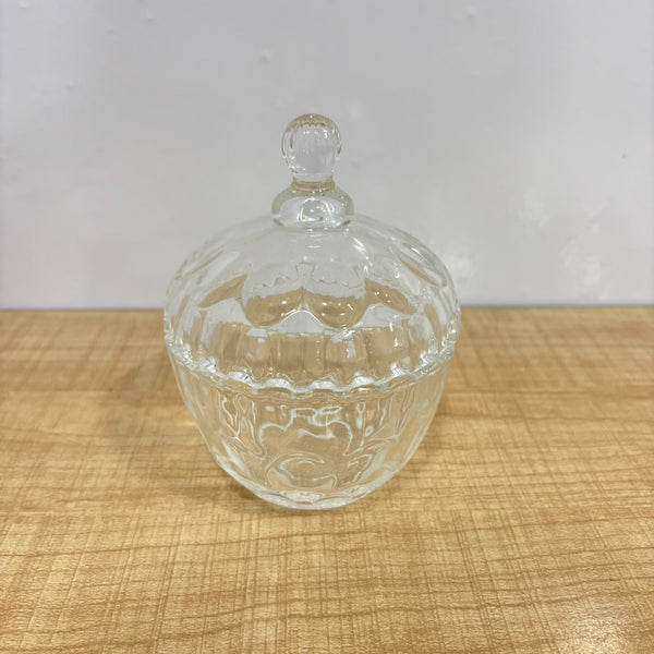 A07555 Decorative Clear Glass Candy Bowl & Storage Jar with Lid (QTG007)