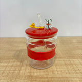 A07560 500ml Cute Printed Glass Tumbler with Bear Lid & Straw