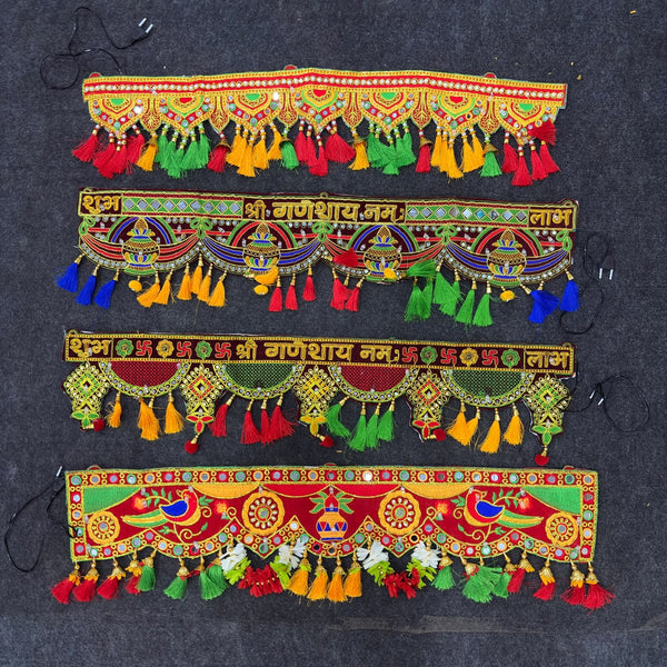 A07577 LED Electric Ethnic Embroidery Toran for Main Door Decoration - Mix Design (Pack Of 1)