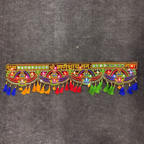 A07577 LED Electric Ethnic Embroidery Toran for Main Door Decoration - Mix Design (Pack Of 1)