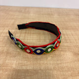 A07579 Traditional Embroidered Mirror Work Hairband for Women & Girls