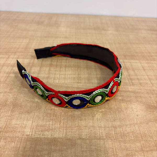 A07579 Traditional Embroidered Mirror Work Hairband for Women & Girls