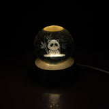 A07508 3D Crystal Ball Night Light with Wooden LED Base - Cute Panda & Bamboo Design