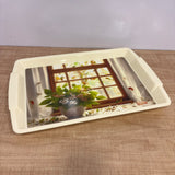 A07581 Joyful Pixel Plain Printed Plastic Serving Tray with Handle - BIG