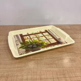 A07582 Joyful Pixel Plain Printed Plastic Serving Tray with Handle - MEDIUM
