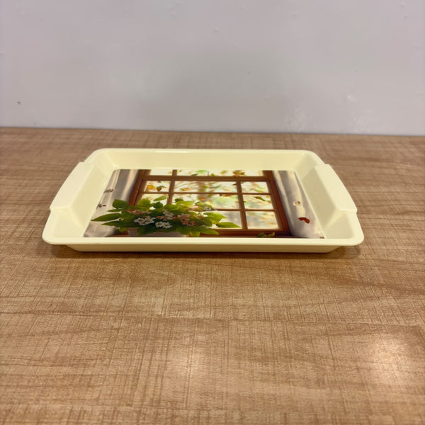 A07583 Joyful Pixel Plain Printed Plastic Serving Tray with Handle - SMALL