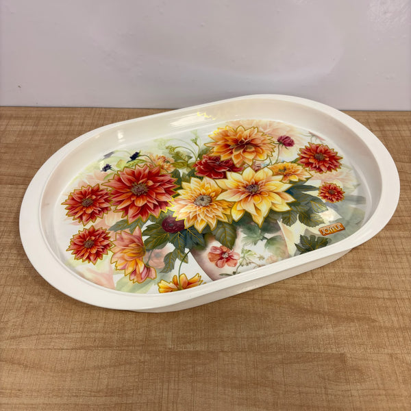A07584 JOYFUL Picasso Oval Floral Printed Plastic Serving Tray - BIG