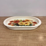 A07585 JOYFUL Picasso Oval Floral Printed Plastic Serving Tray - MEDIUM