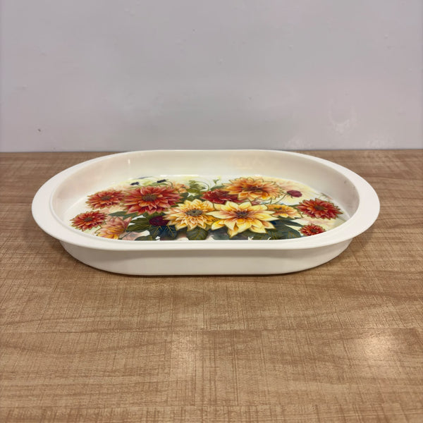A07585 JOYFUL Picasso Oval Floral Printed Plastic Serving Tray - MEDIUM
