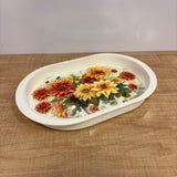 A07585 JOYFUL Picasso Oval Floral Printed Plastic Serving Tray - MEDIUM