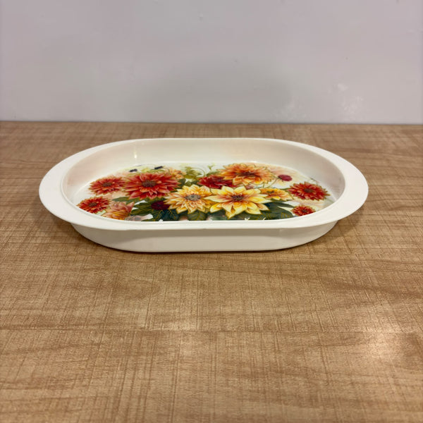 A07586 JOYFUL Picasso Oval Floral Printed Plastic Serving Tray - SMALL