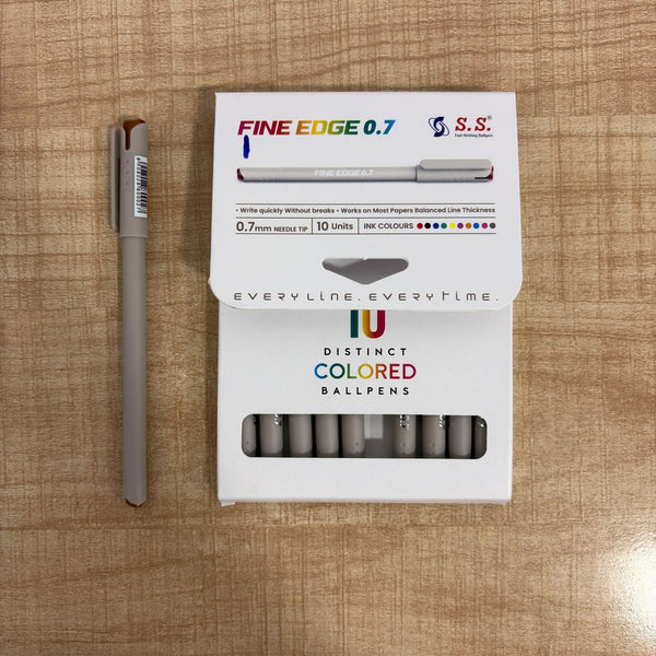 A07594 S.S. Fine Edge 0.7mm Distinct Colored Ballpens - Pack of 10 Units